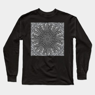 Zentangles Mandala, Black and White Digital Illustration Long Sleeve T-Shirt